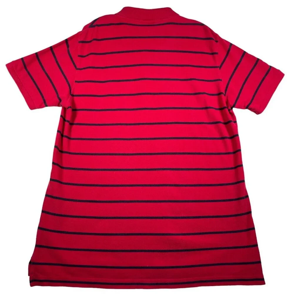 Ralph Lauren Polo Jeans Co Polo Shirt Mens L Red Black Striped Short Sleeve Flag